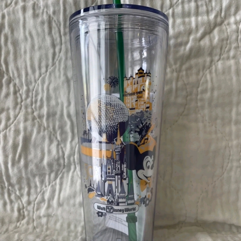 NWT Disney STARBUCKS Walt Disney World 50th Anniversary Park Icons Clear TUMBLER